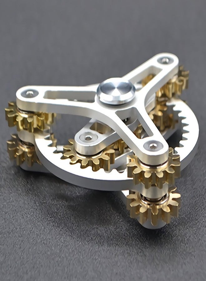 Bitopbi Pure Brass Fidget Spinner Gears Linkage Fidget Gyro Toy Metal DIY Hand Spinner Spins Long Time EDC Focus Meditation Break Bad Habits ADHD with Multiple Premium Bearings (12 Bearings White) - Image 2